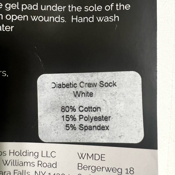 NWT SILIPOS DIABETIC GEL CREW SOCKS Size 10-13~GEL SOLE COMFORT CUSHION~ WHITE - Picture 4 of 14